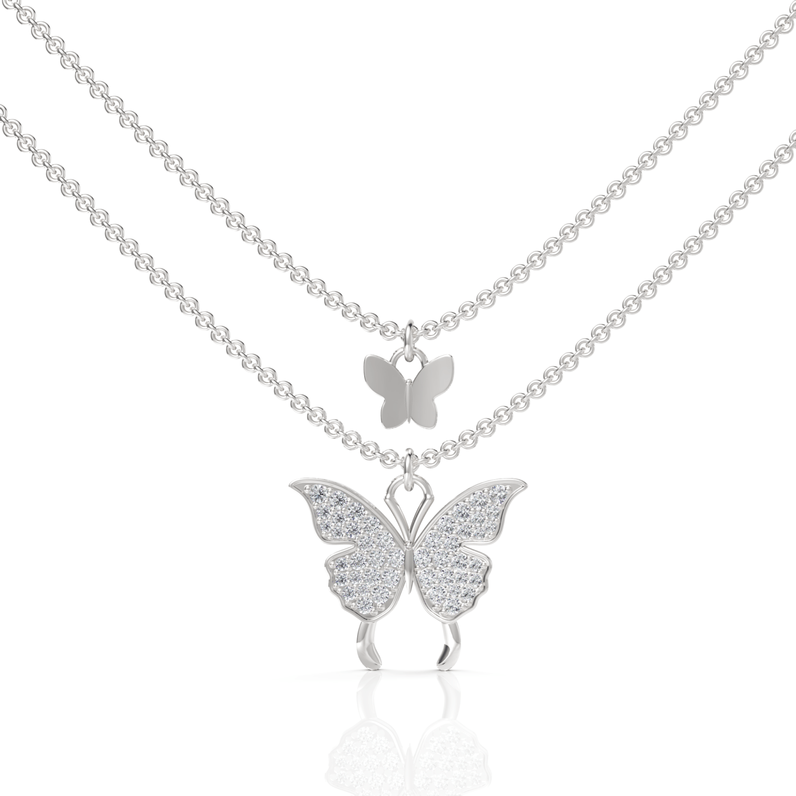 0.4CT Round Lab Diamond Layered Butterfly Chain Pendant - Buvea Jewels