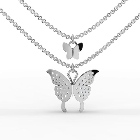 0.4CT Round Lab Diamond Layered Butterfly Chain Pendant - Buvea Jewels