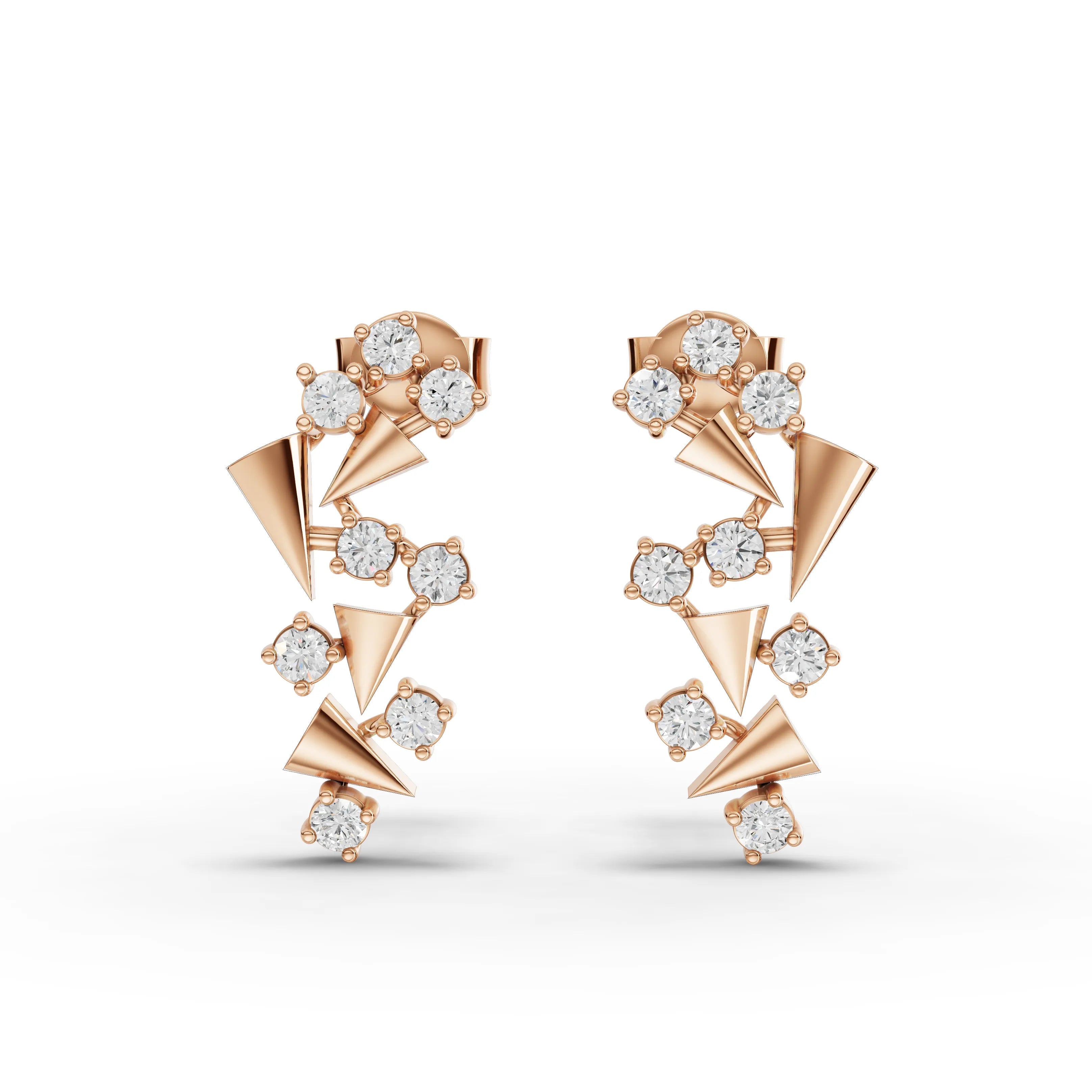 0.4CT Round Lab Diamond Spiral Earrings - Buvea Jewels