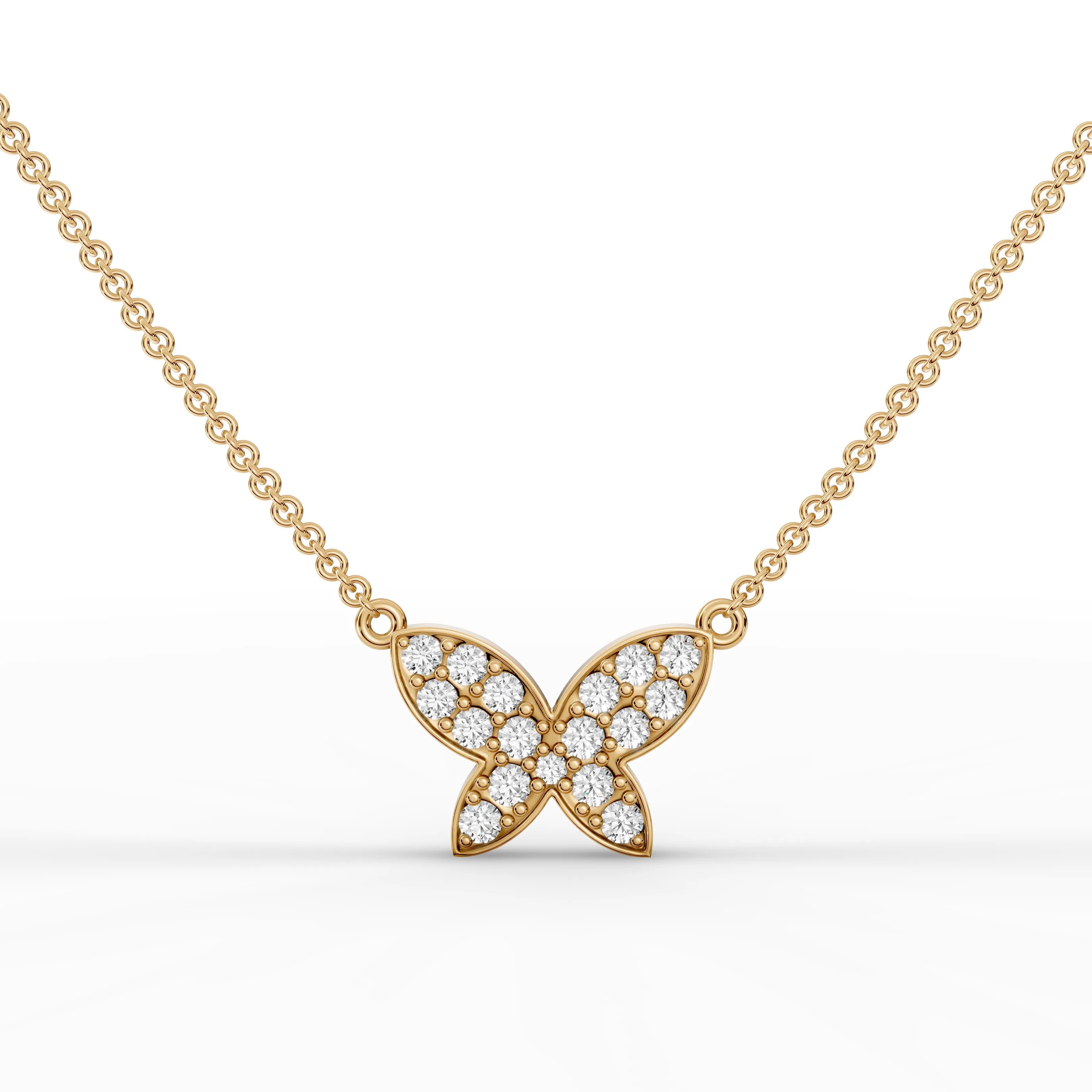 0.52CT Round Lab Diamond Butterfly Chain Pendant - Buvea Jewels