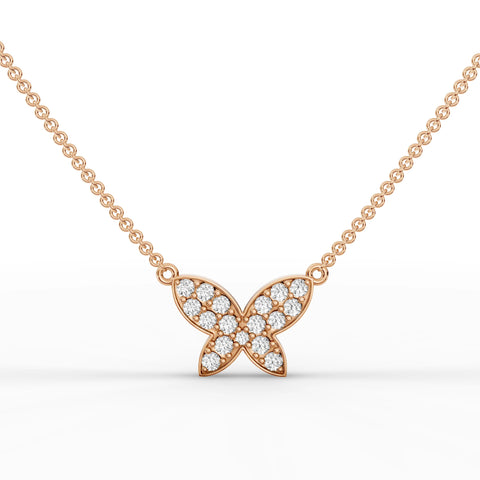 0.52CT Round Lab Diamond Butterfly Chain Pendant - Buvea Jewels