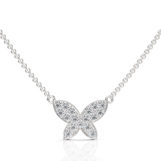 0.52CT Round Lab Diamond Butterfly Chain Pendant - Buvea Jewels