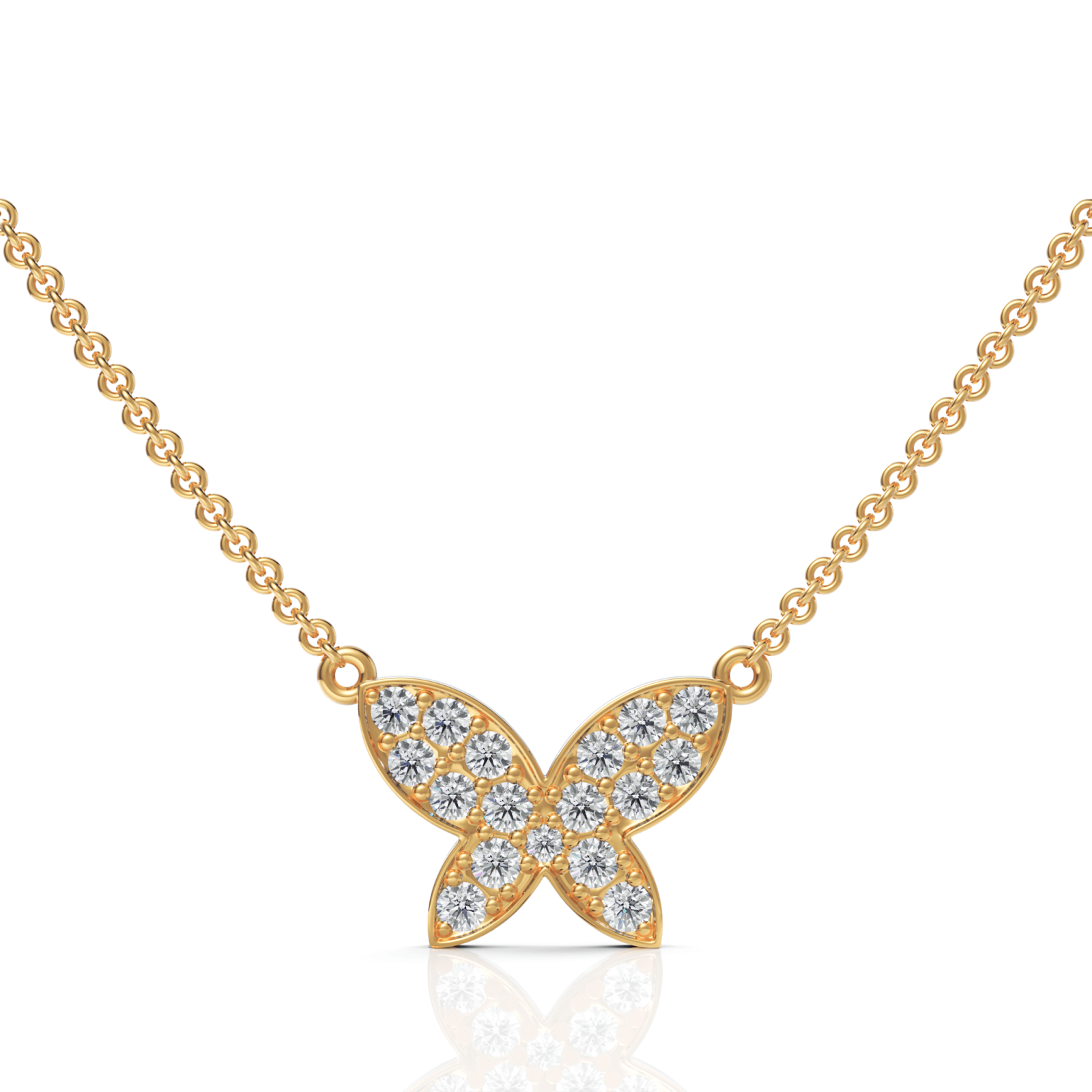 0.52CT Round Lab Diamond Butterfly Chain Pendant - Buvea Jewels