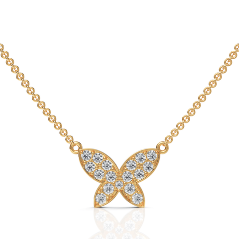 0.52CT Round Lab Diamond Butterfly Chain Pendant - Buvea Jewels