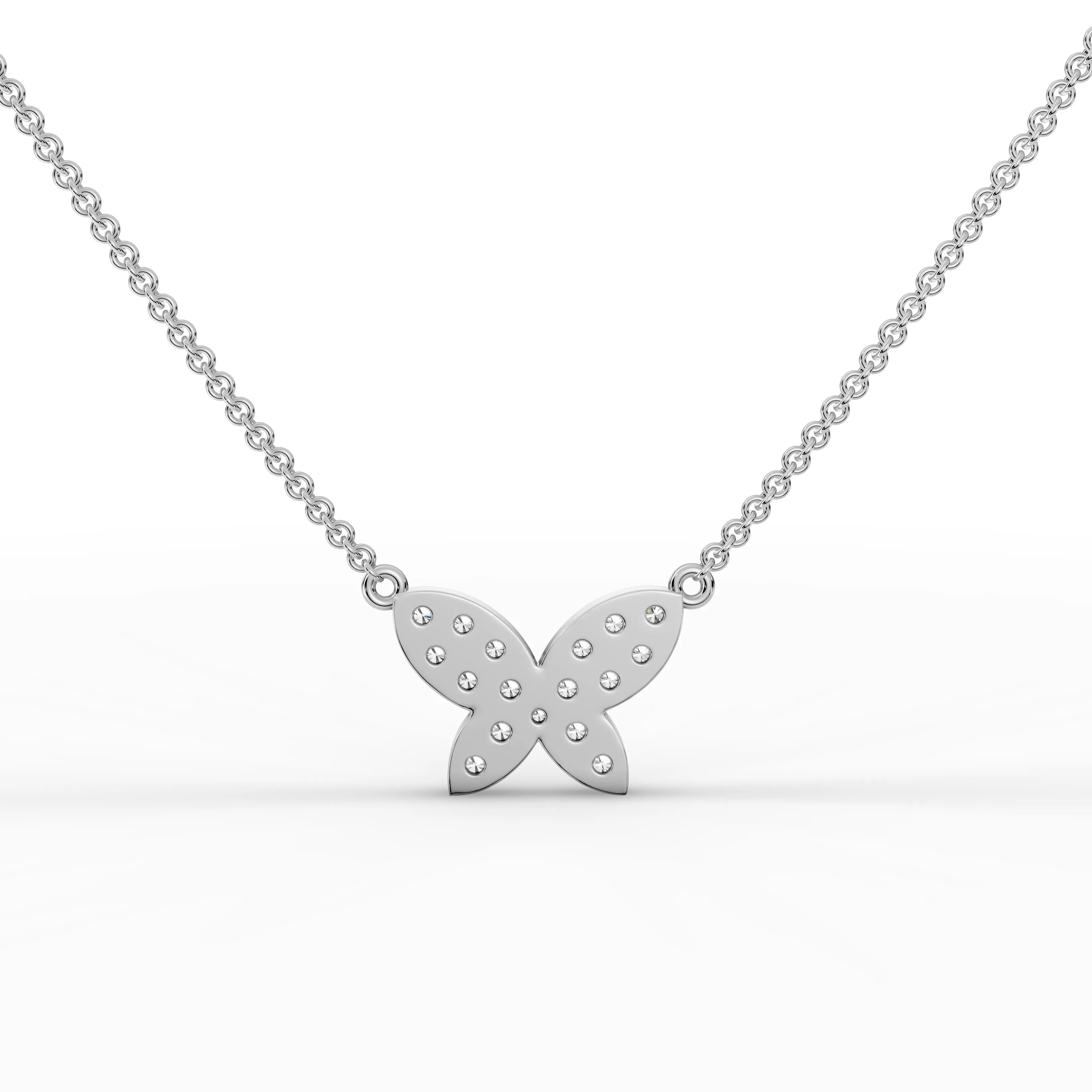 0.52CT Round Lab Diamond Butterfly Chain Pendant - Buvea Jewels