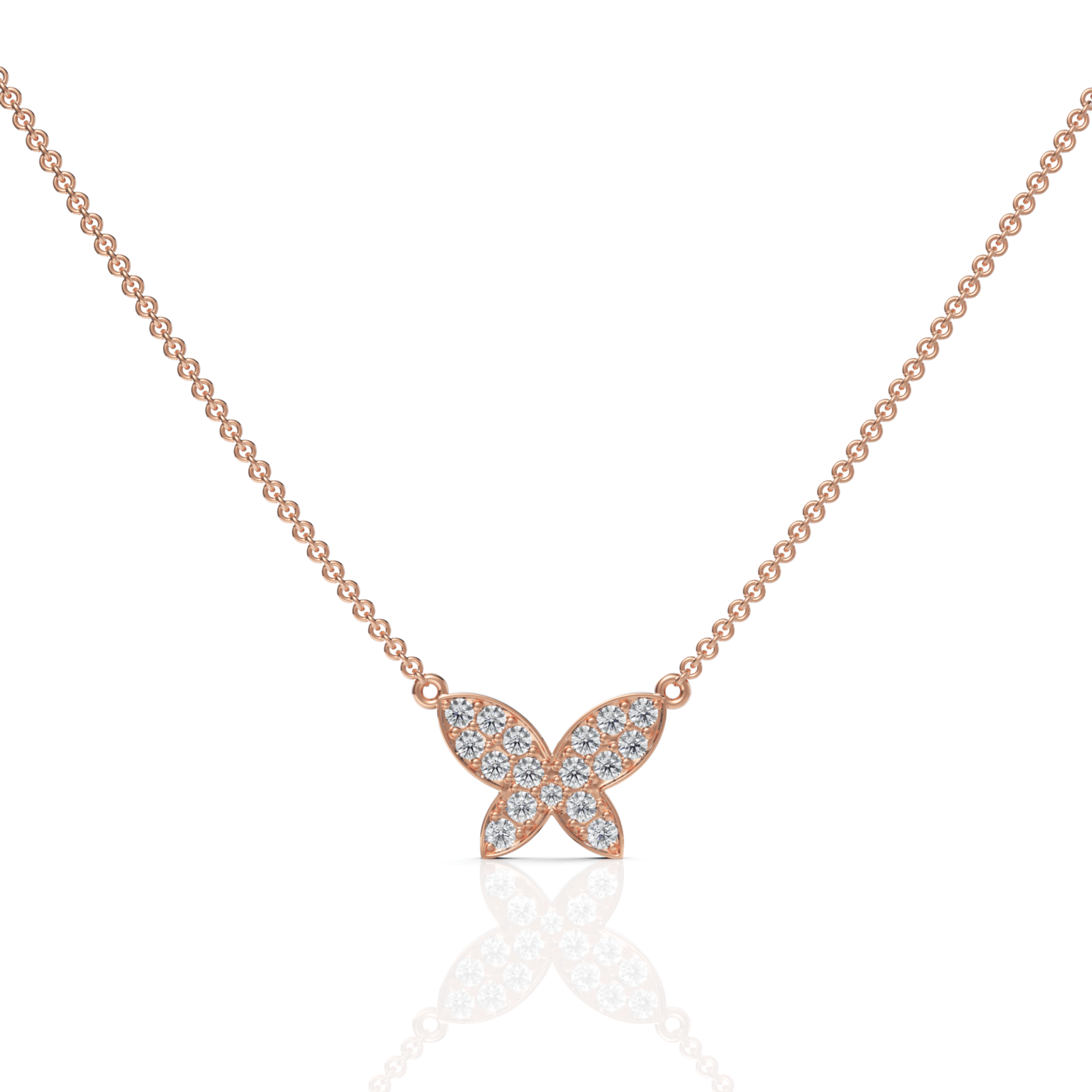 0.52CT Round Lab Diamond Butterfly Chain Pendant - Buvea Jewels