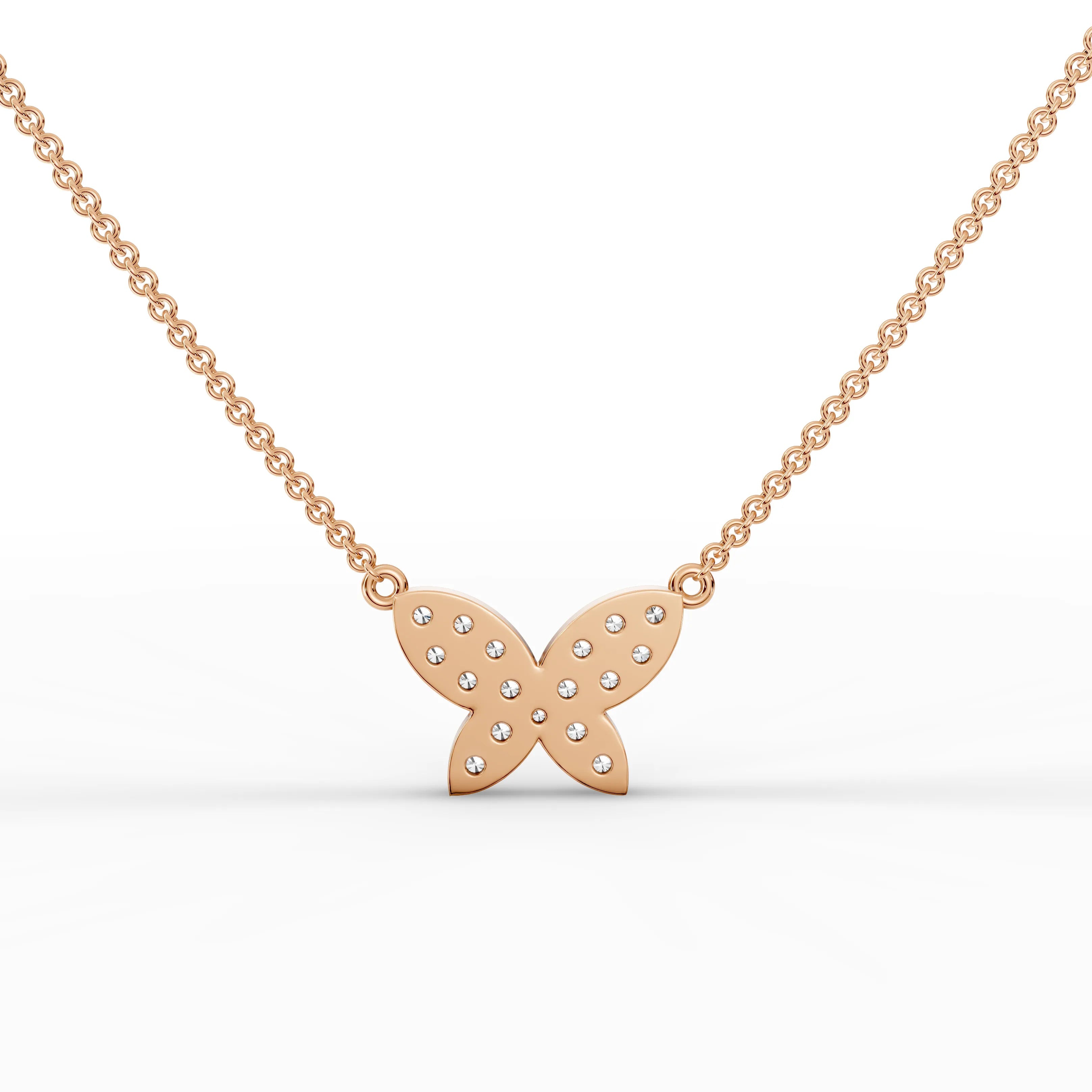 0.52CT Round Lab Diamond Butterfly Chain Pendant - Buvea Jewels