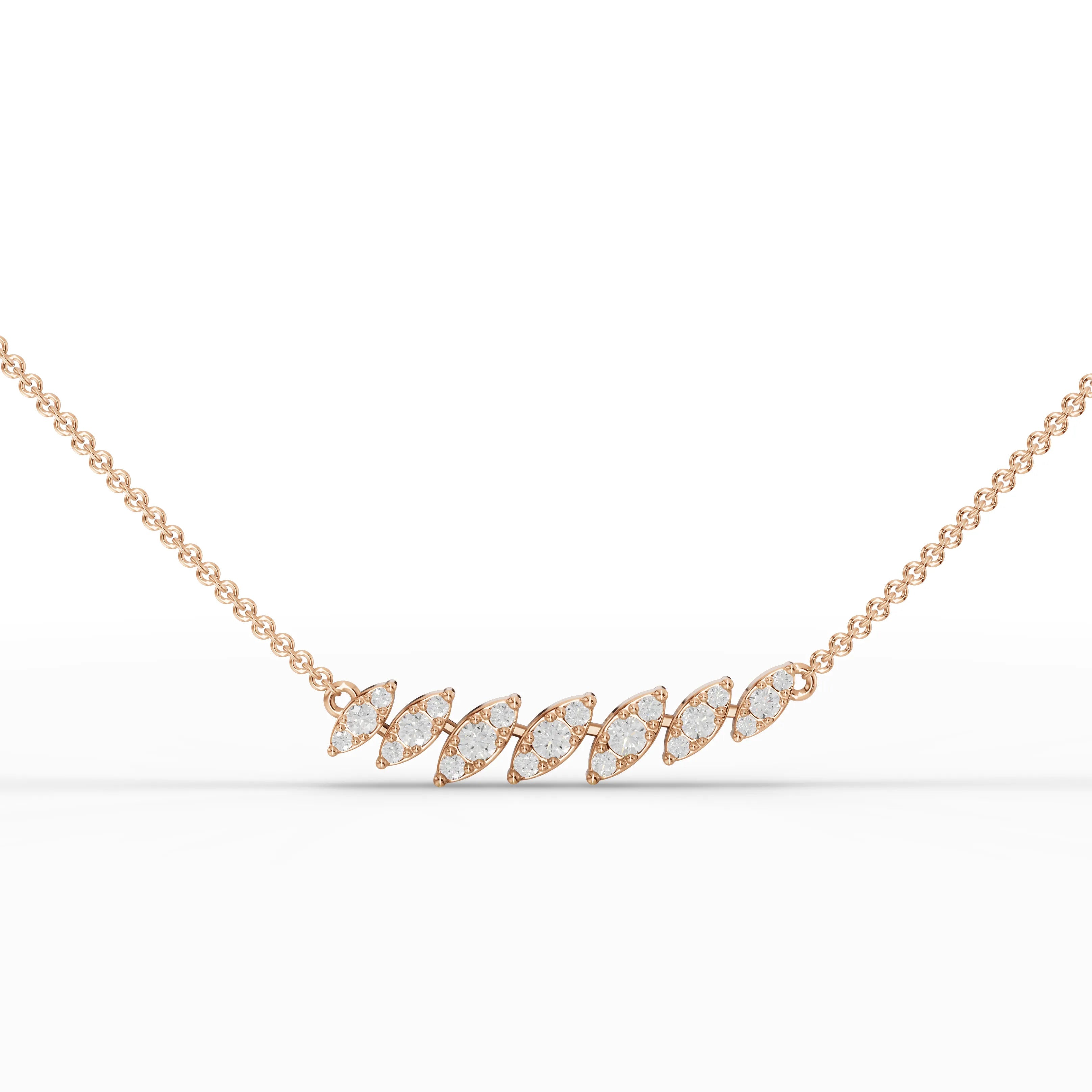 0.53CT Round Lab Diamond Leaf Chain Pendant - Buvea Jewels