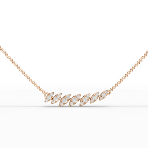 0.53CT Round Lab Diamond Leaf Chain Pendant - Buvea Jewels