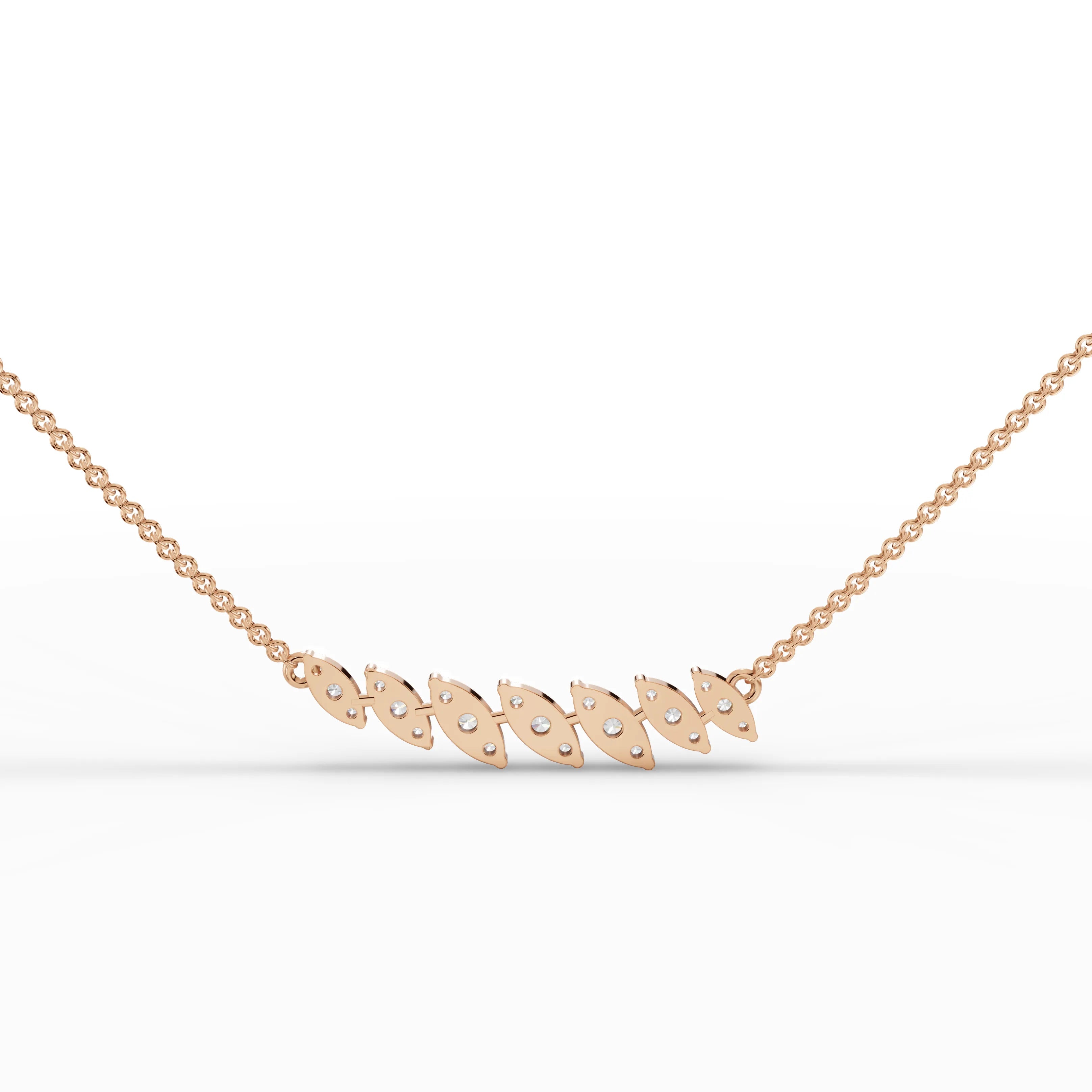 0.53CT Round Lab Diamond Leaf Chain Pendant - Buvea Jewels