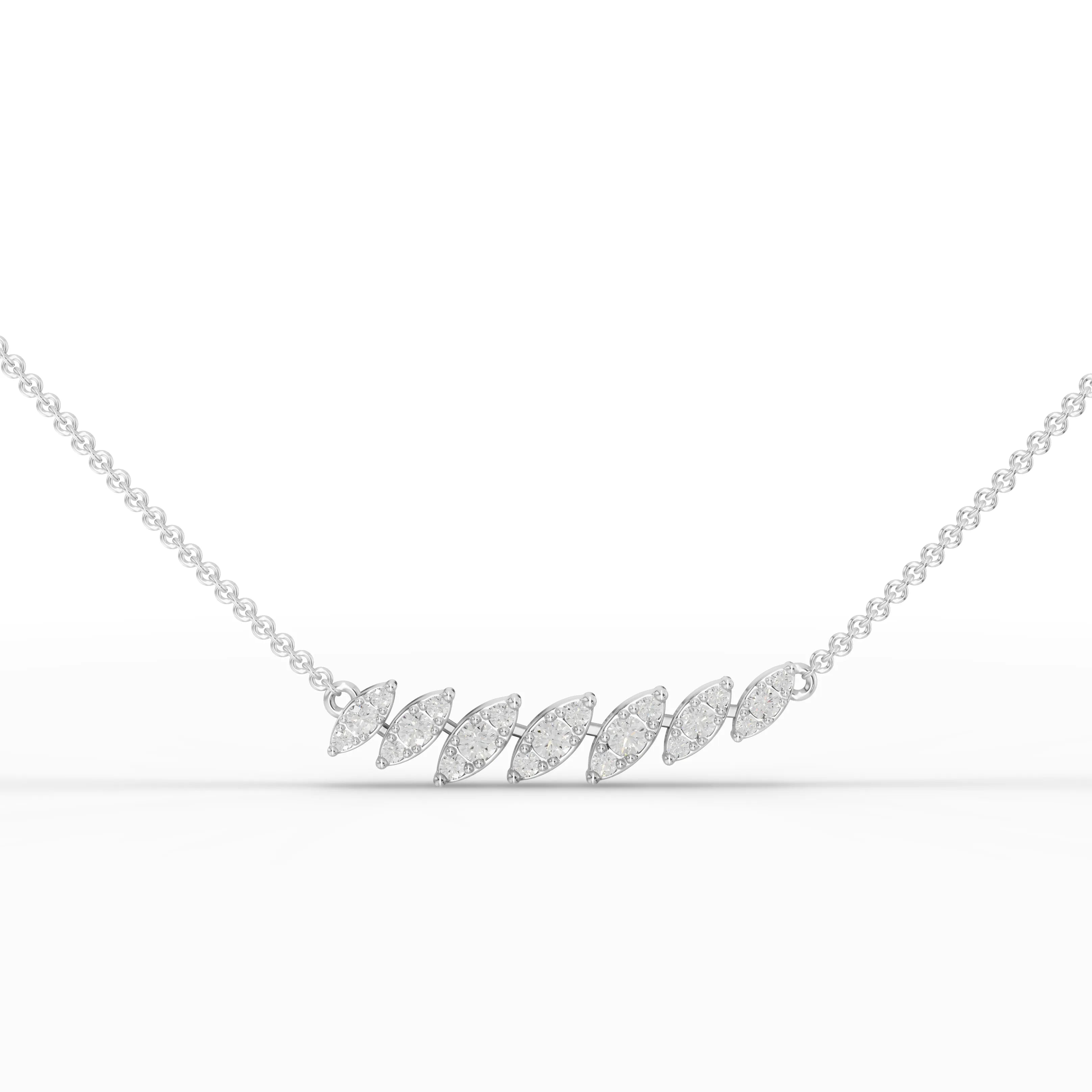 0.53CT Round Moissanite Leaf Chain Pendant - Buvea Jewels