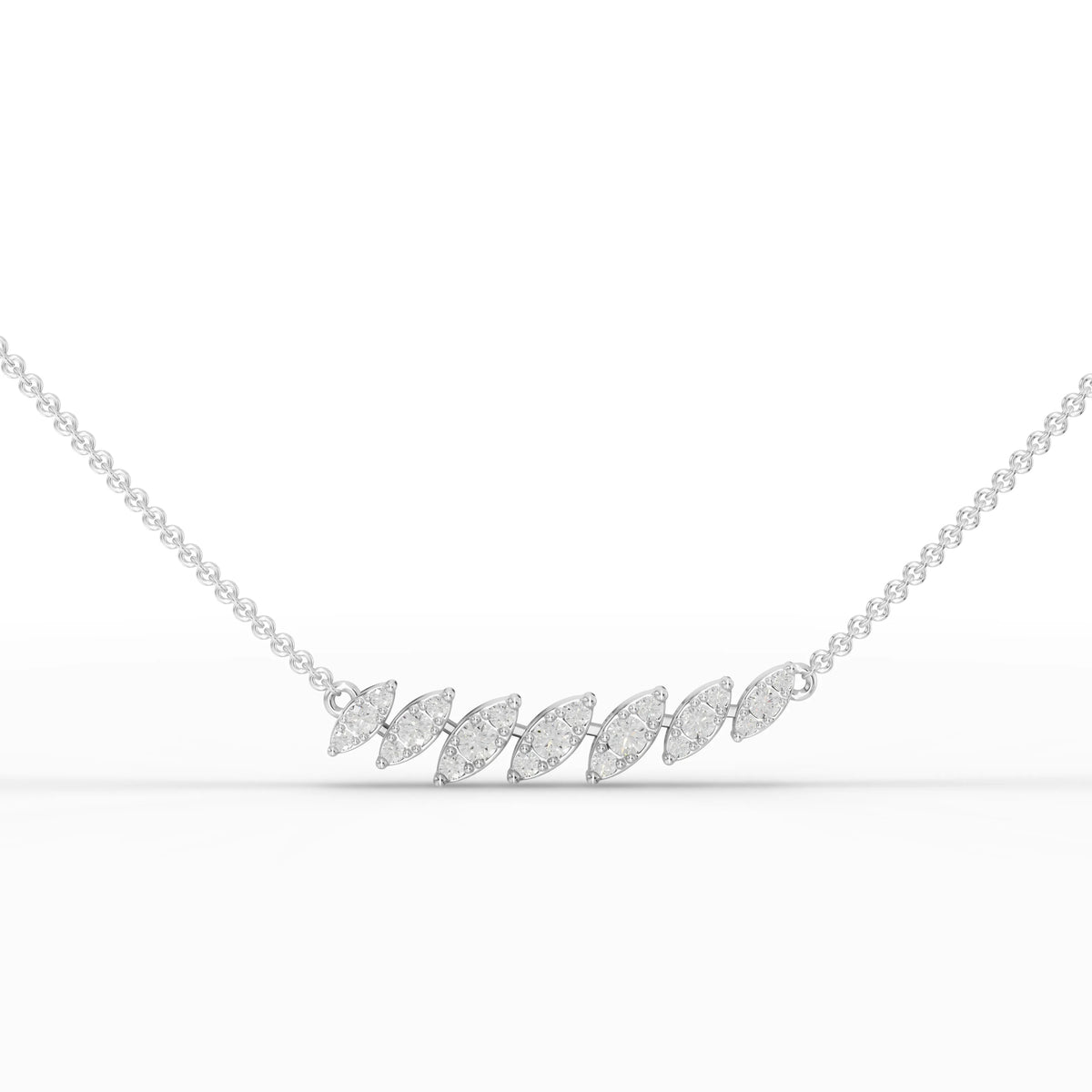 0.53CT Round Moissanite Leaf Chain Pendant - Buvea Jewels