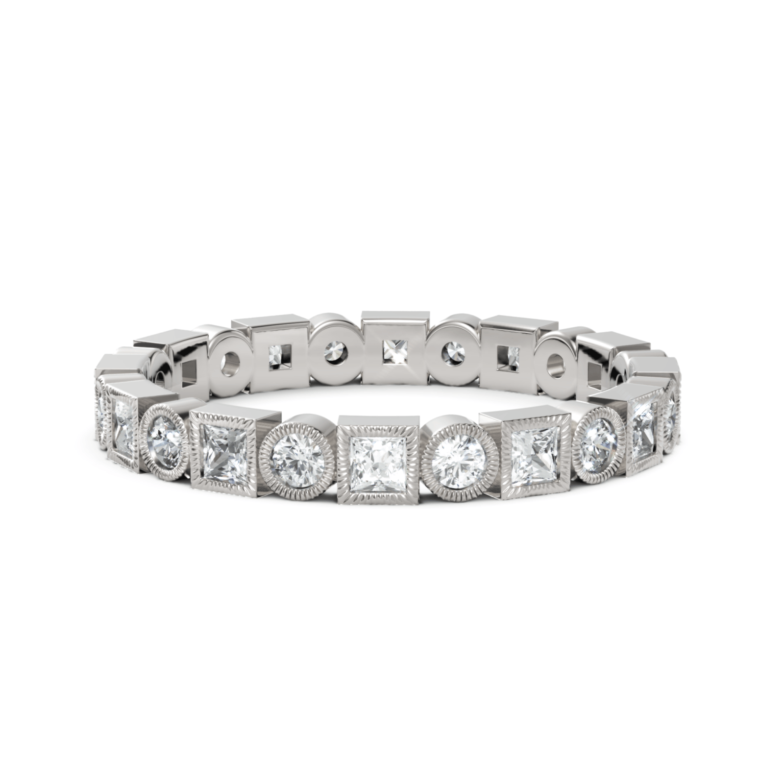 0.58CT Round Princess Lab Diamond Full Eternity Ring - Buvea Jewels