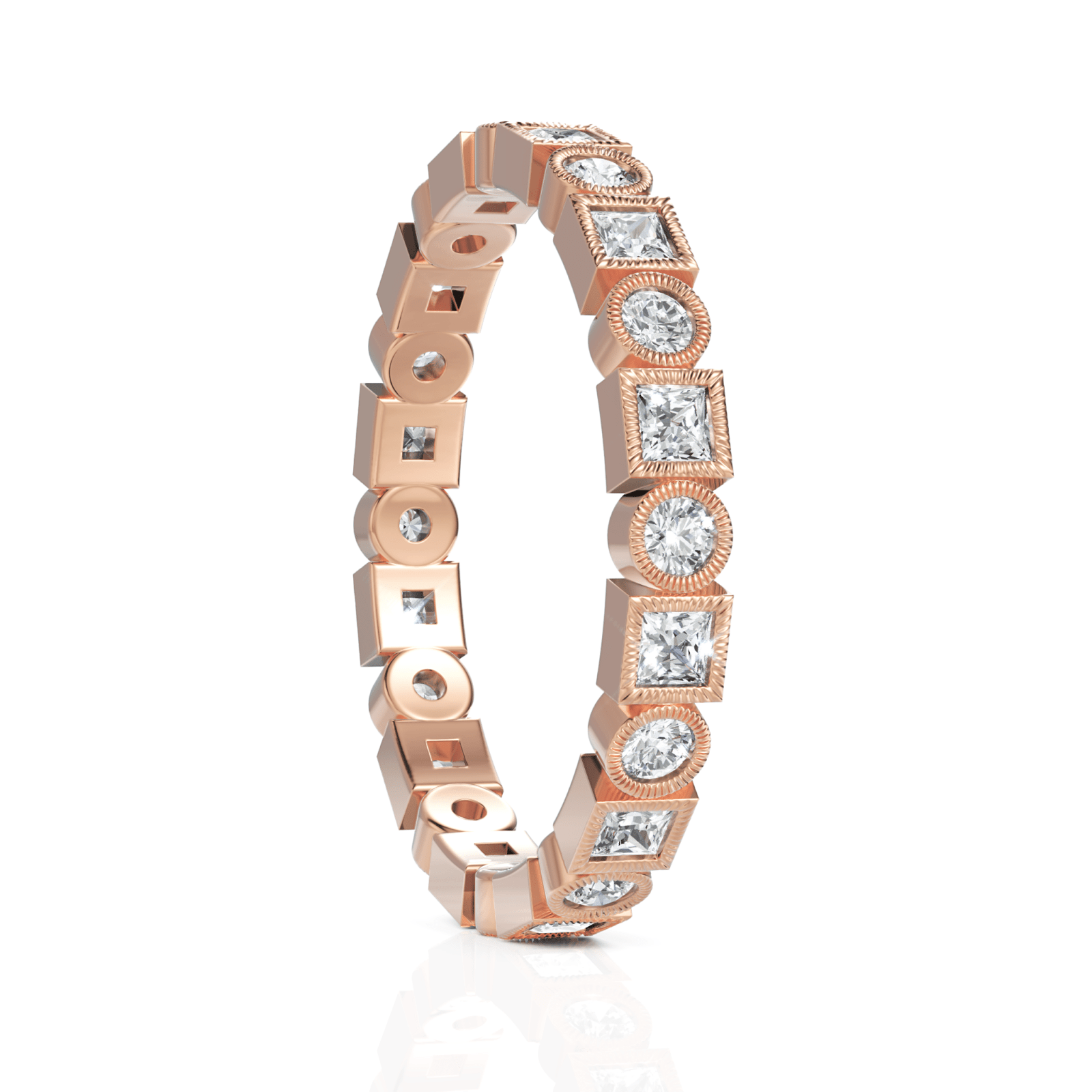 0.58CT Round Princess Lab Diamond Full Eternity Ring - Buvea Jewels