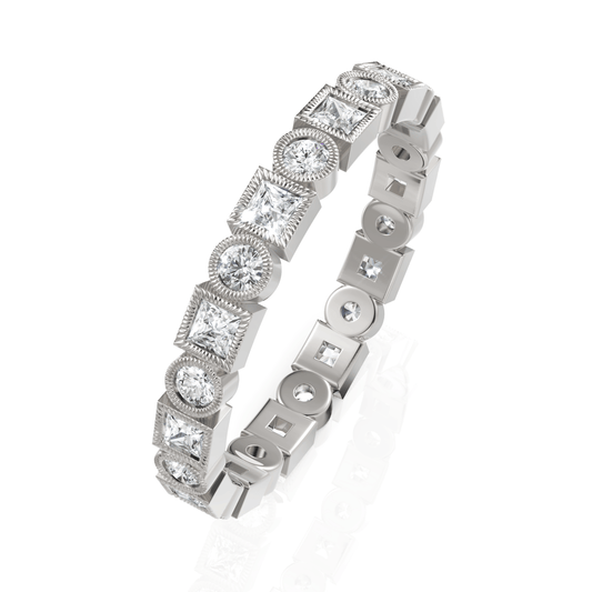 0.58CT Round Princess Lab Diamond Full Eternity Ring - Buvea Jewels