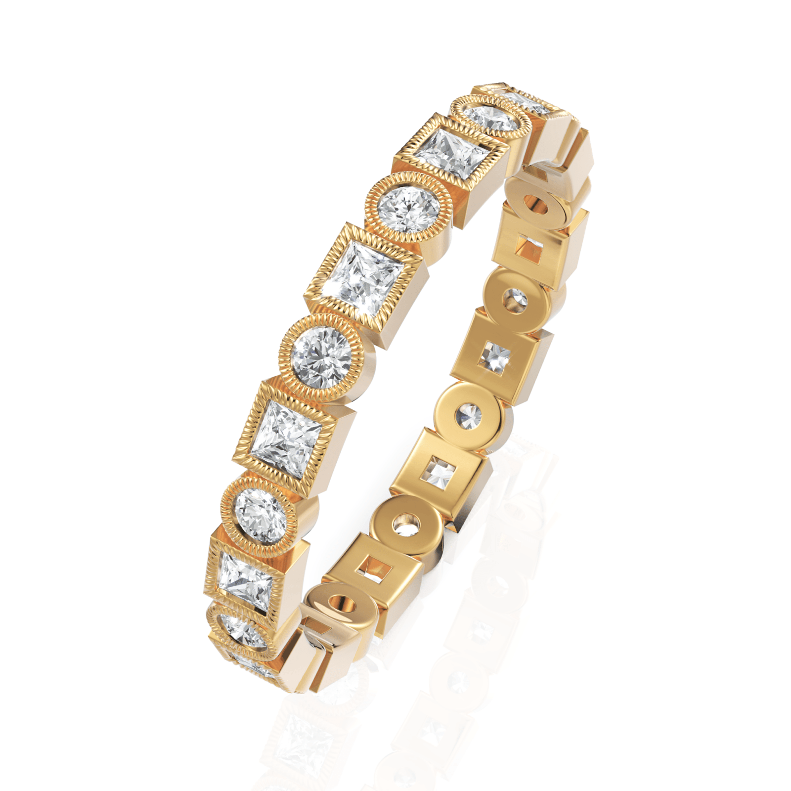 0.58CT Round Princess Lab Diamond Full Eternity Ring - Buvea Jewels