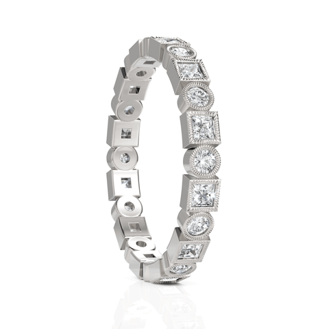 0.58CT Round Princess Lab Diamond Full Eternity Ring - Buvea Jewels