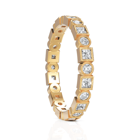 0.58CT Round Princess Lab Diamond Full Eternity Ring - Buvea Jewels