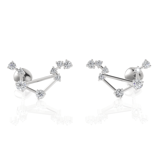 0.5CT Libra Zodiac Round Lab Diamond Earring - Buvea Jewels