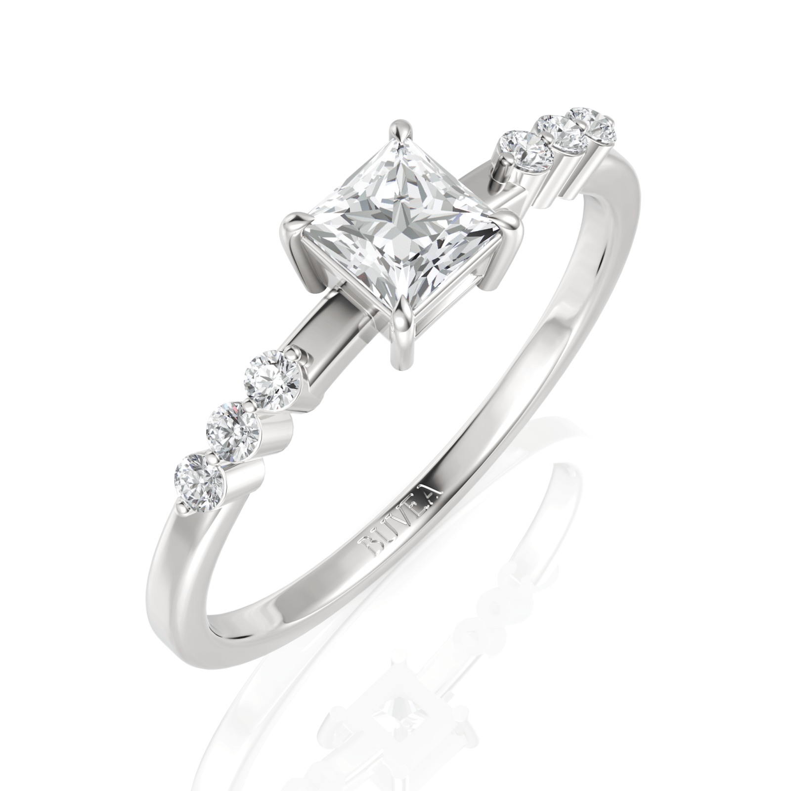 0.5CT Princess Lab Diamond Solitaire Ring - Buvea Jewels