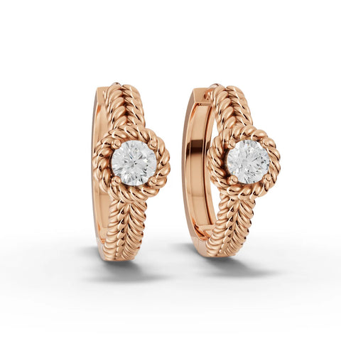 0.5CT Round Lab Diamond Rope Style Huggie Earrings - Buvea Jewels