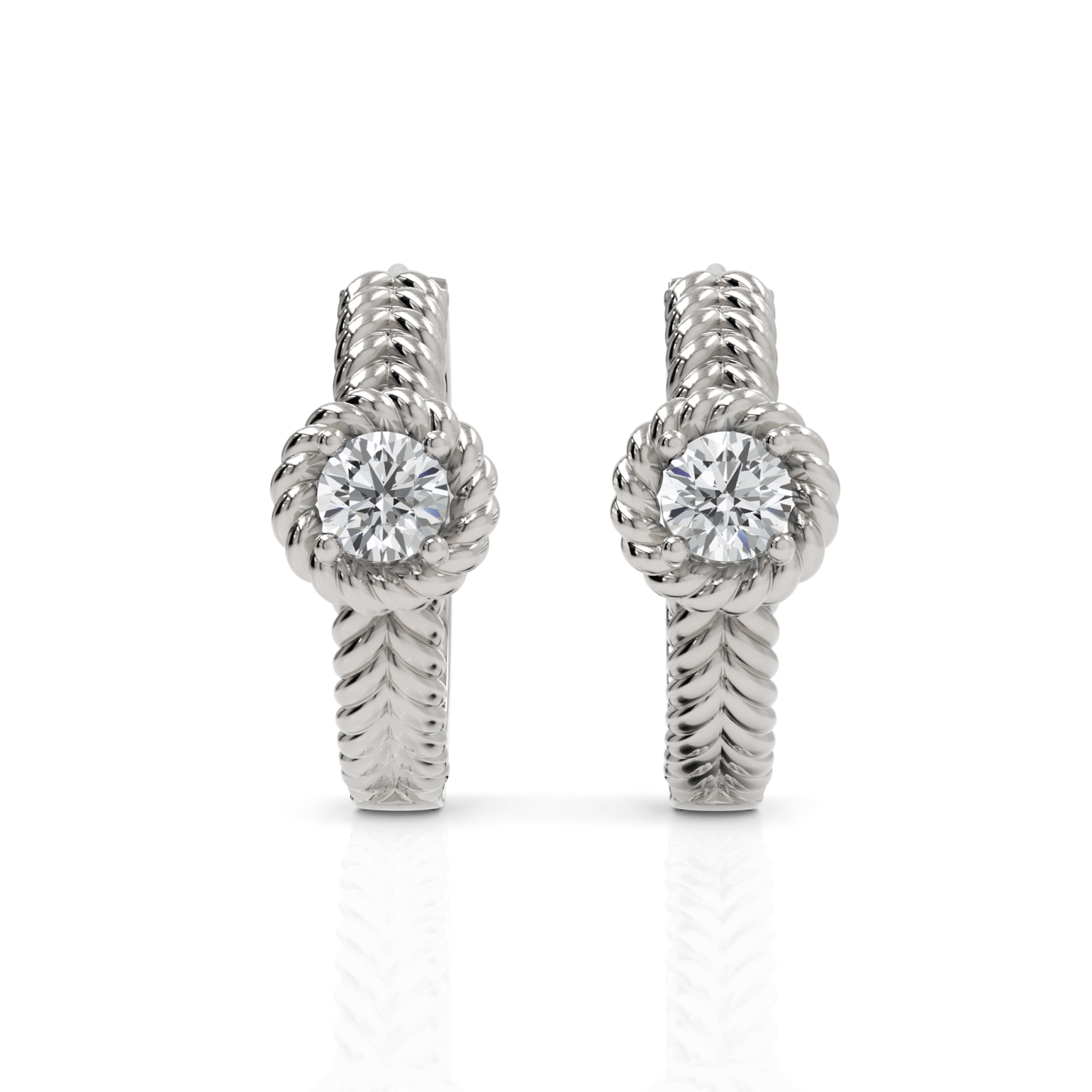 0.5CT Round Lab Diamond Rope Style Huggie Earrings - Buvea Jewels