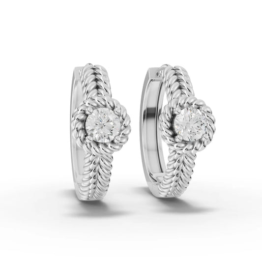 0.5CT Round Lab Diamond Rope Style Huggie Earrings - Buvea Jewels