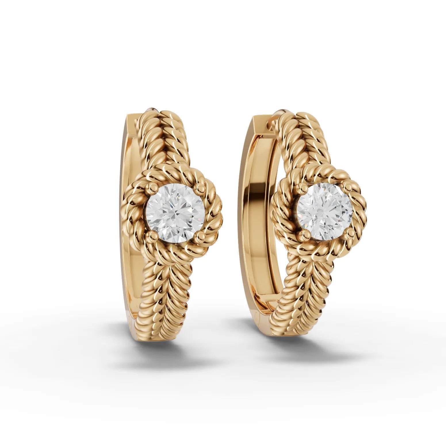 0.5CT Round Lab Diamond Rope Style Huggie Earrings - Buvea Jewels