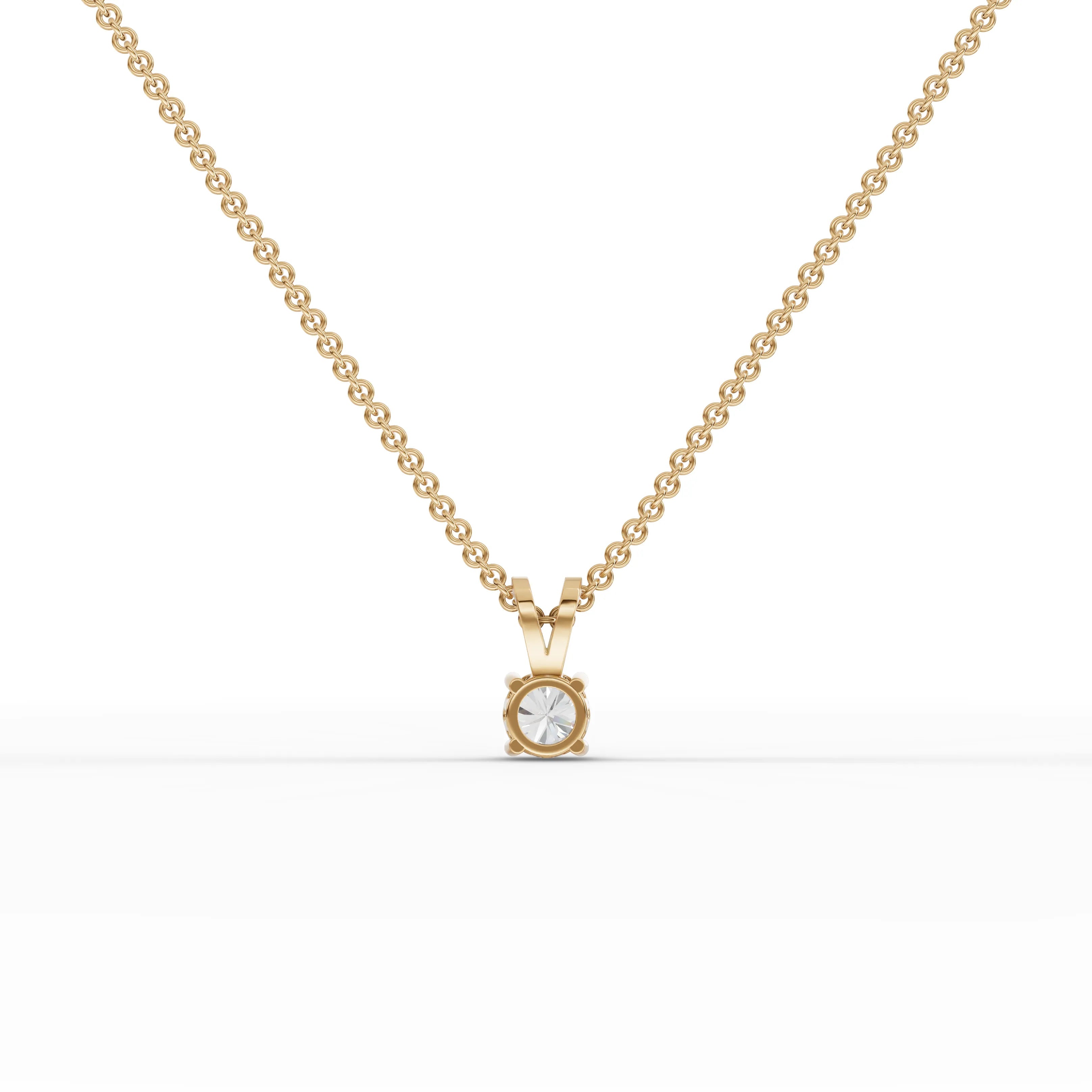 0.5CT Round Lab Diamond V - Bail Solitaire Pendant - Buvea Jewels