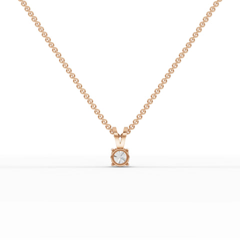 0.5CT Round Lab Diamond V - Bail Solitaire Pendant - Buvea Jewels