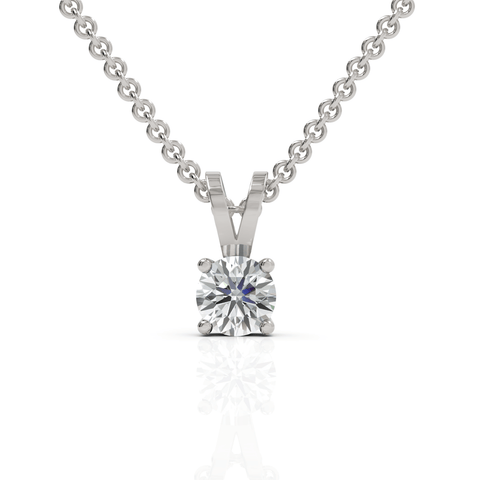 0.5CT Round Lab Diamond V - Bail Solitaire Pendant - Buvea Jewels