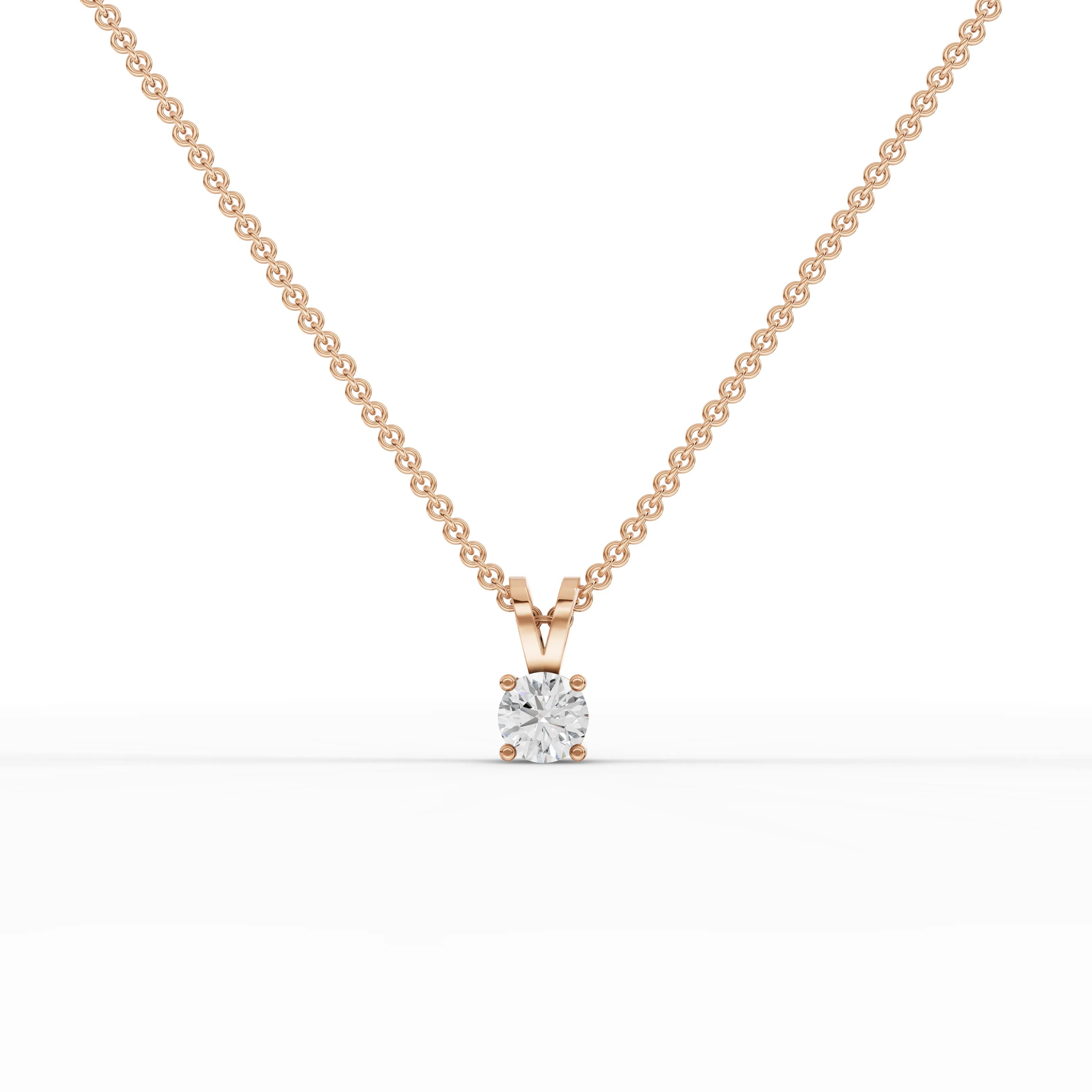 0.5CT Round Lab Diamond V - Bail Solitaire Pendant - Buvea Jewels