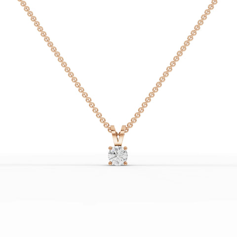 0.5CT Round Lab Diamond V - Bail Solitaire Pendant - Buvea Jewels