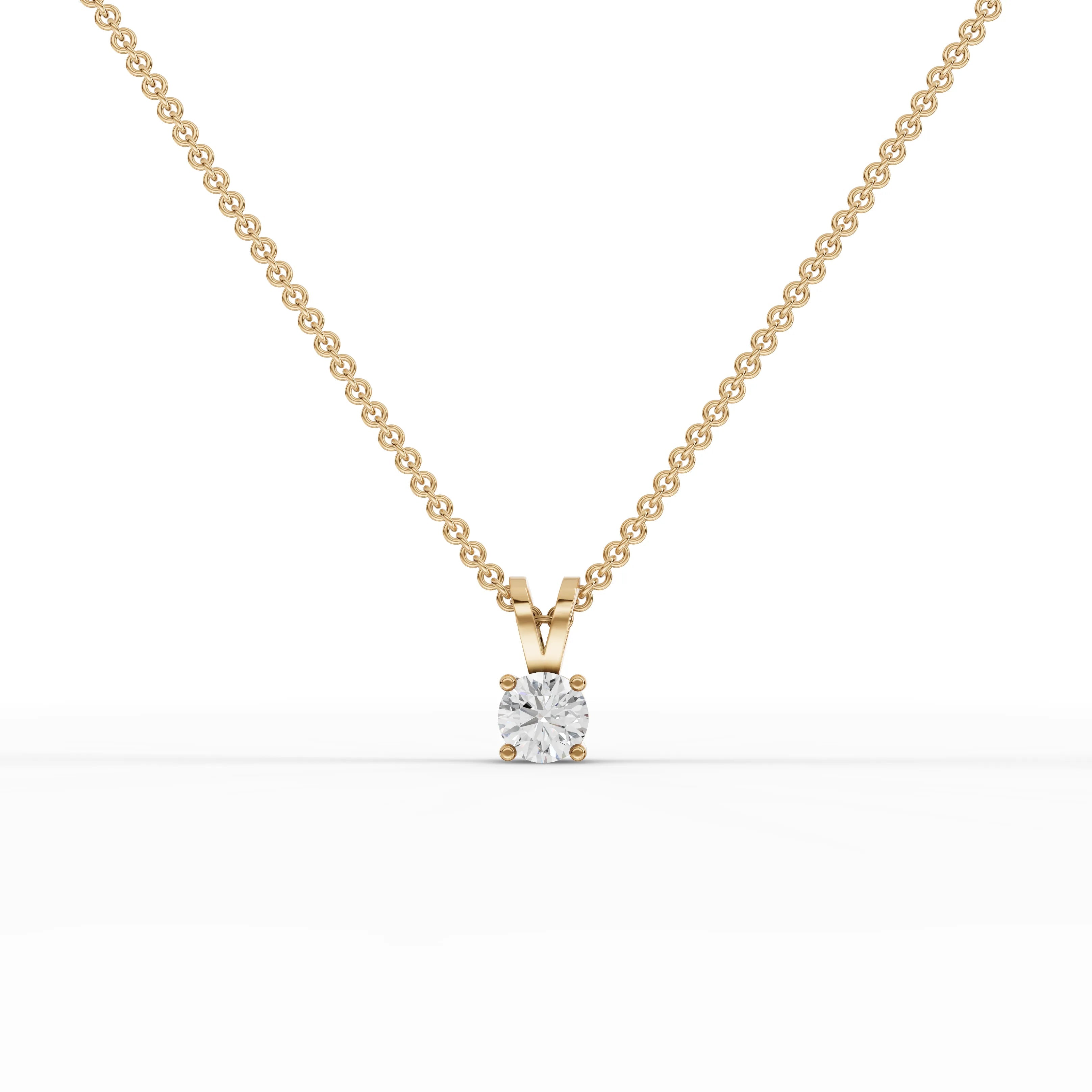 0.5CT Round Lab Diamond V - Bail Solitaire Pendant - Buvea Jewels