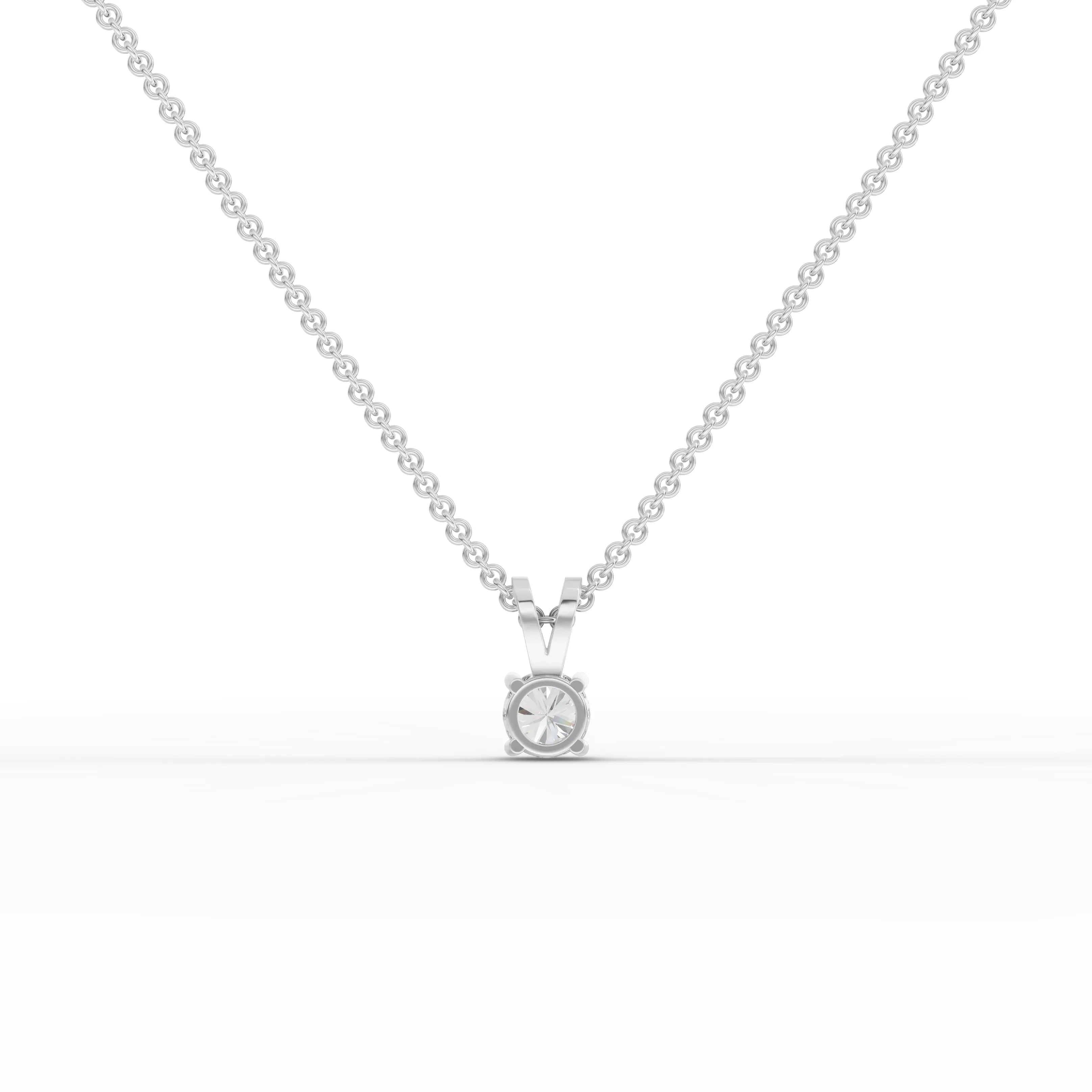 0.5CT Round Lab Diamond V - Bail Solitaire Pendant - Buvea Jewels