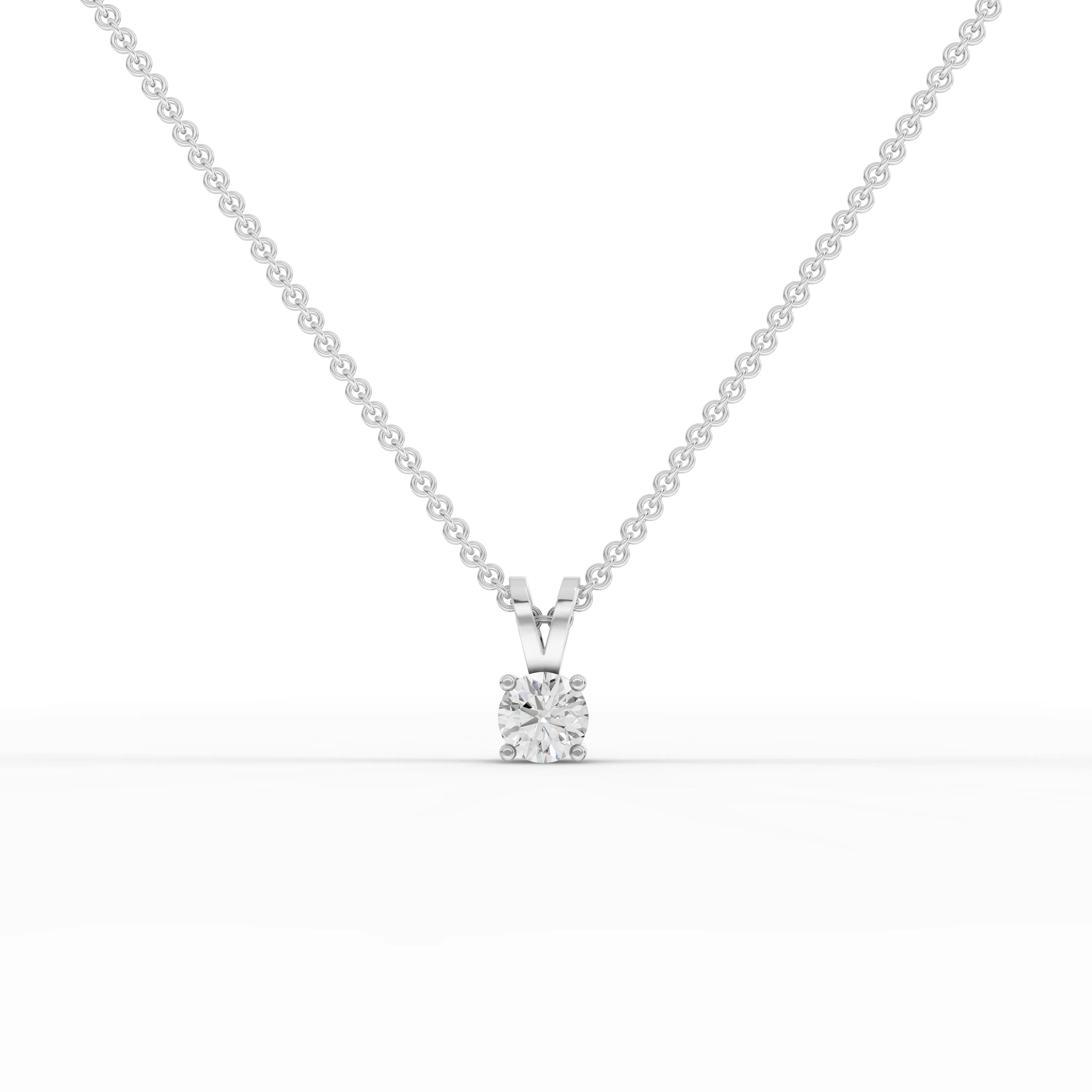0.5CT Round Lab Diamond V - Bail Solitaire Pendant - Buvea Jewels