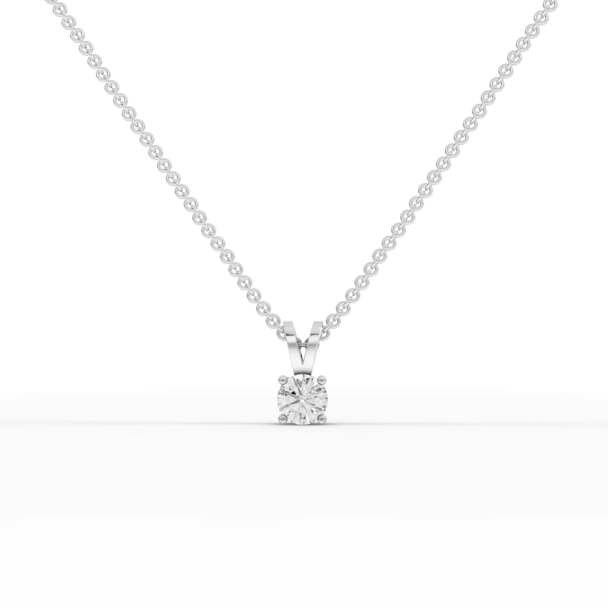 0.5CT Round Lab Diamond V - Bail Solitaire Pendant - Buvea Jewels