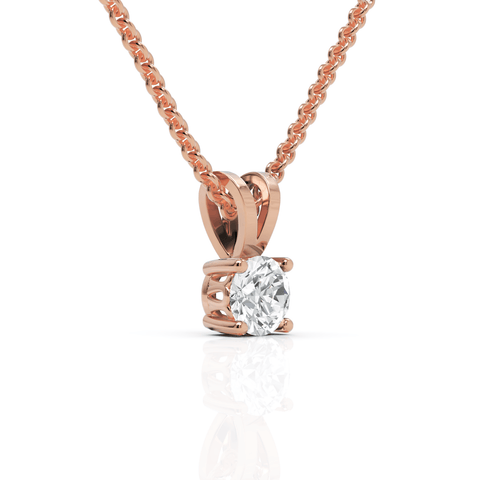 0.5CT Round Lab Diamond V - Bail Solitaire Pendant - Buvea Jewels