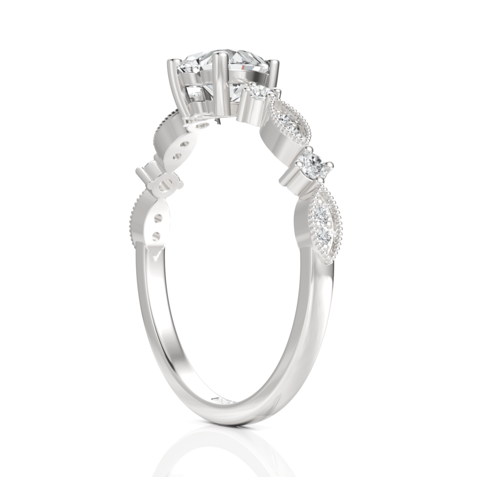 0.64CT Heart Lab Diamond Premium Accent Engagement Ring - Buvea Jewels