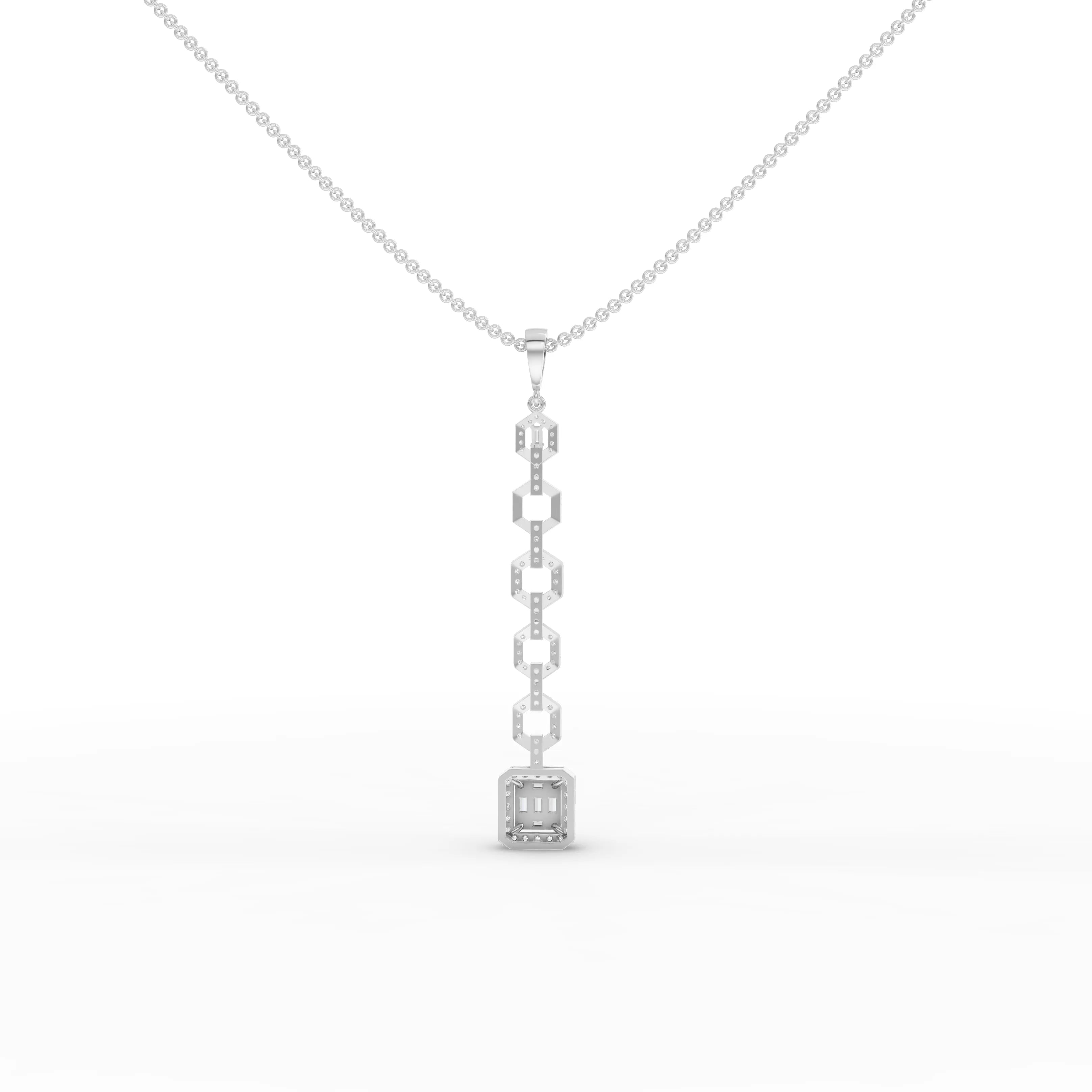 0.73CT Baguette Lab Diamond Modern Link Chain Pendant - Buvea Jewels