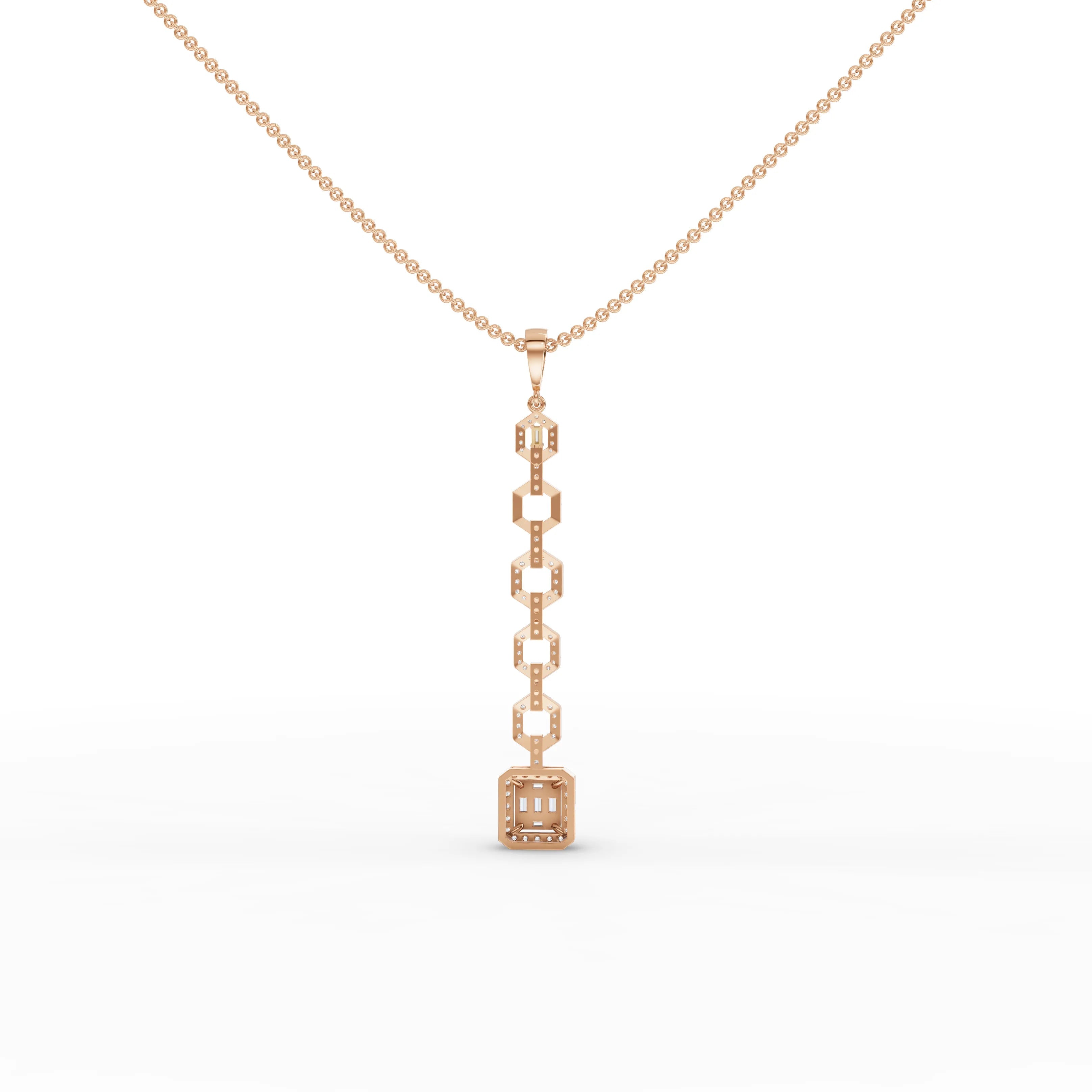 0.73CT Baguette Lab Diamond Modern Link Chain Pendant - Buvea Jewels