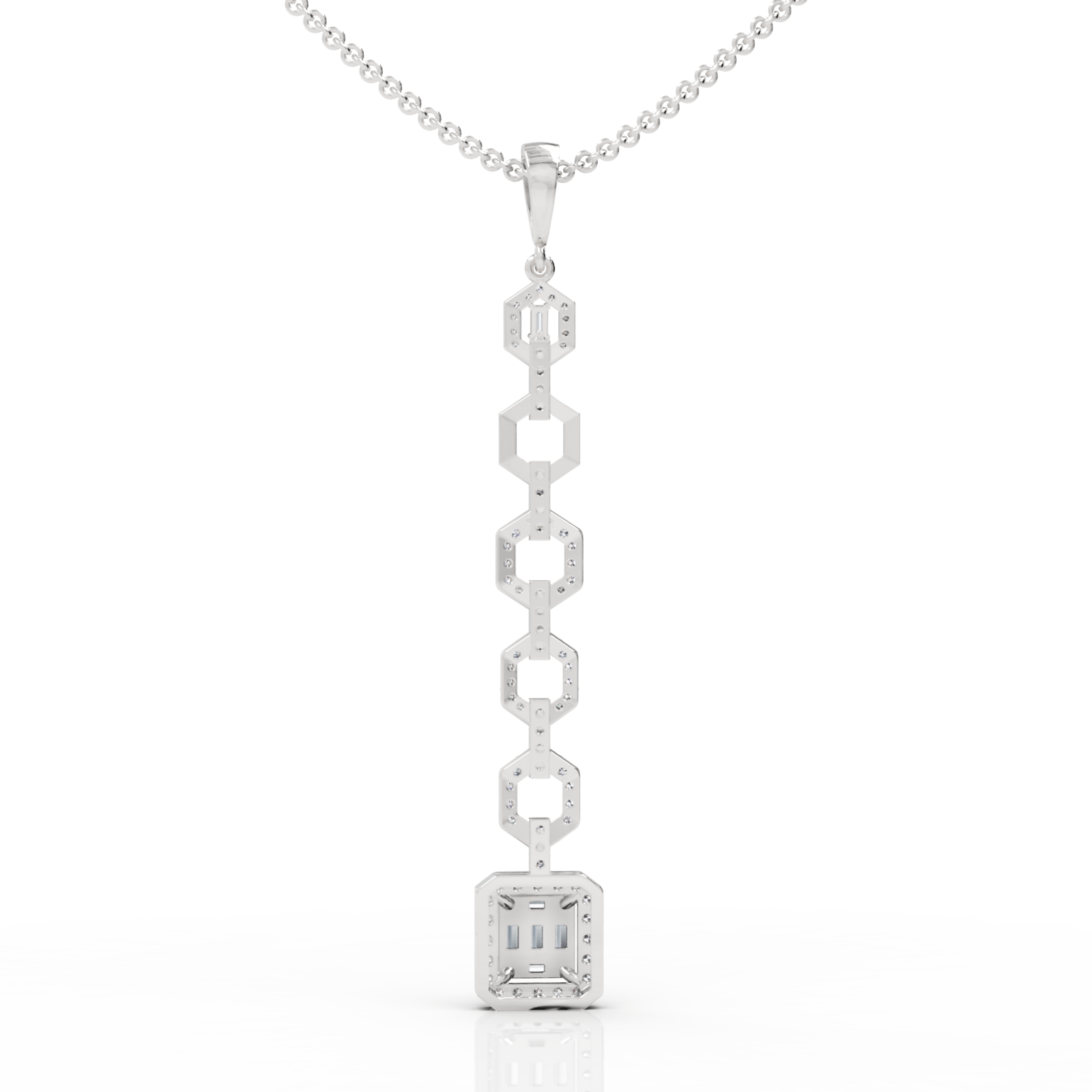 0.73CT Baguette Lab Diamond Modern Link Chain Pendant - Buvea Jewels