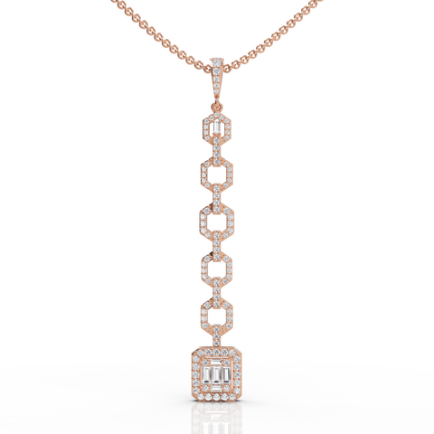 0.73CT Baguette Lab Diamond Modern Link Chain Pendant - Buvea Jewels