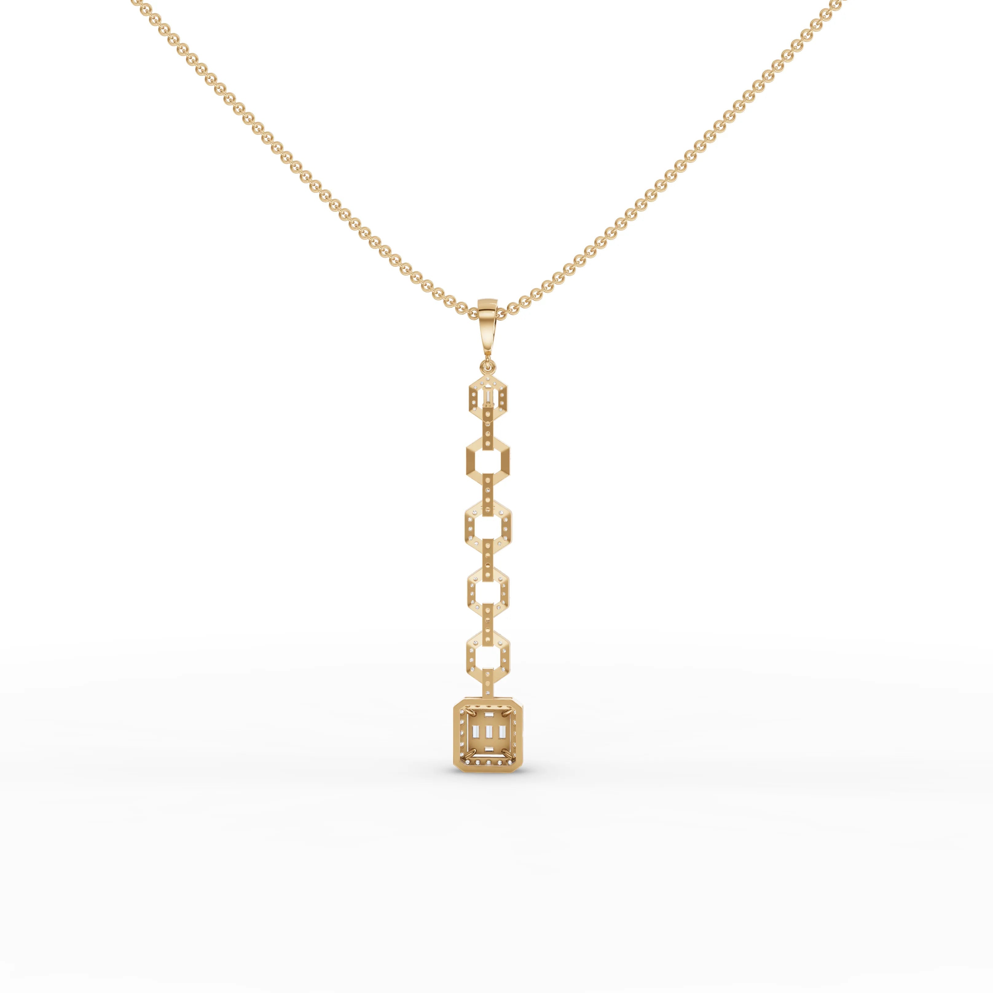 0.73CT Baguette Lab Diamond Modern Link Chain Pendant - Buvea Jewels