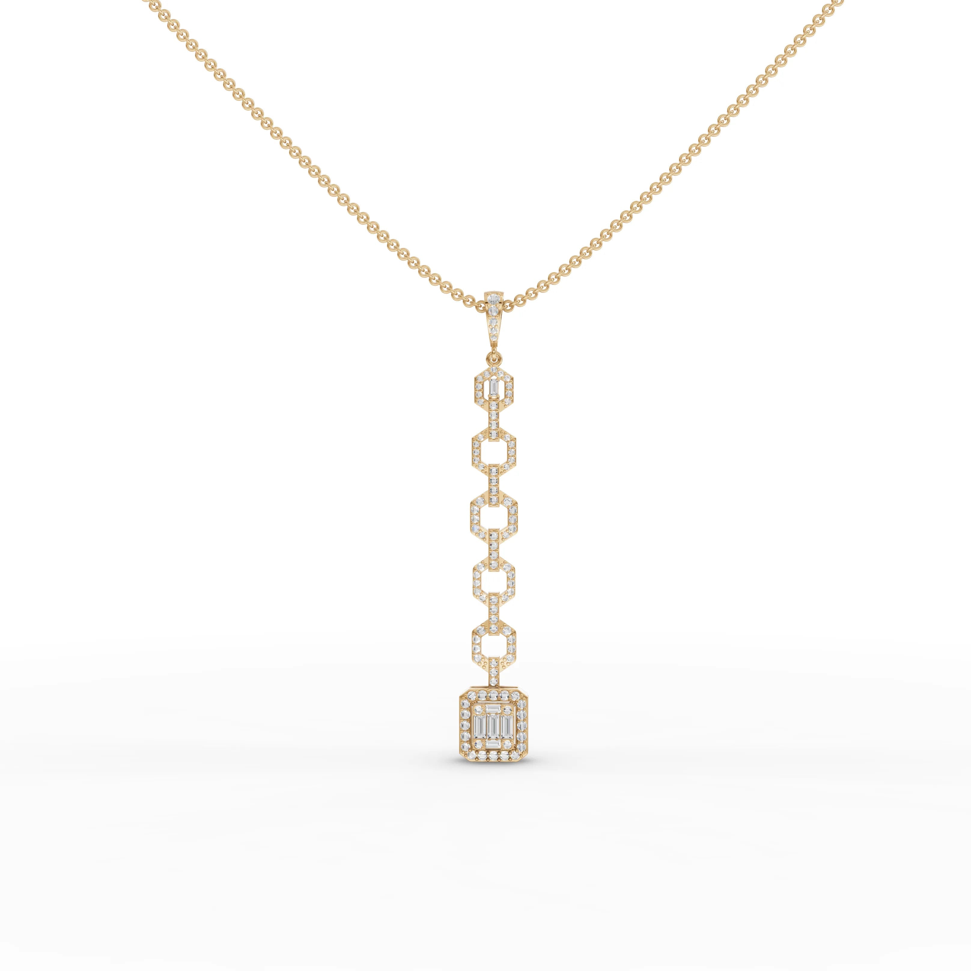 0.73CT Baguette Lab Diamond Modern Link Chain Pendant - Buvea Jewels