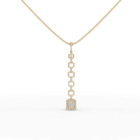 0.73CT Baguette Lab Diamond Modern Link Chain Pendant - Buvea Jewels