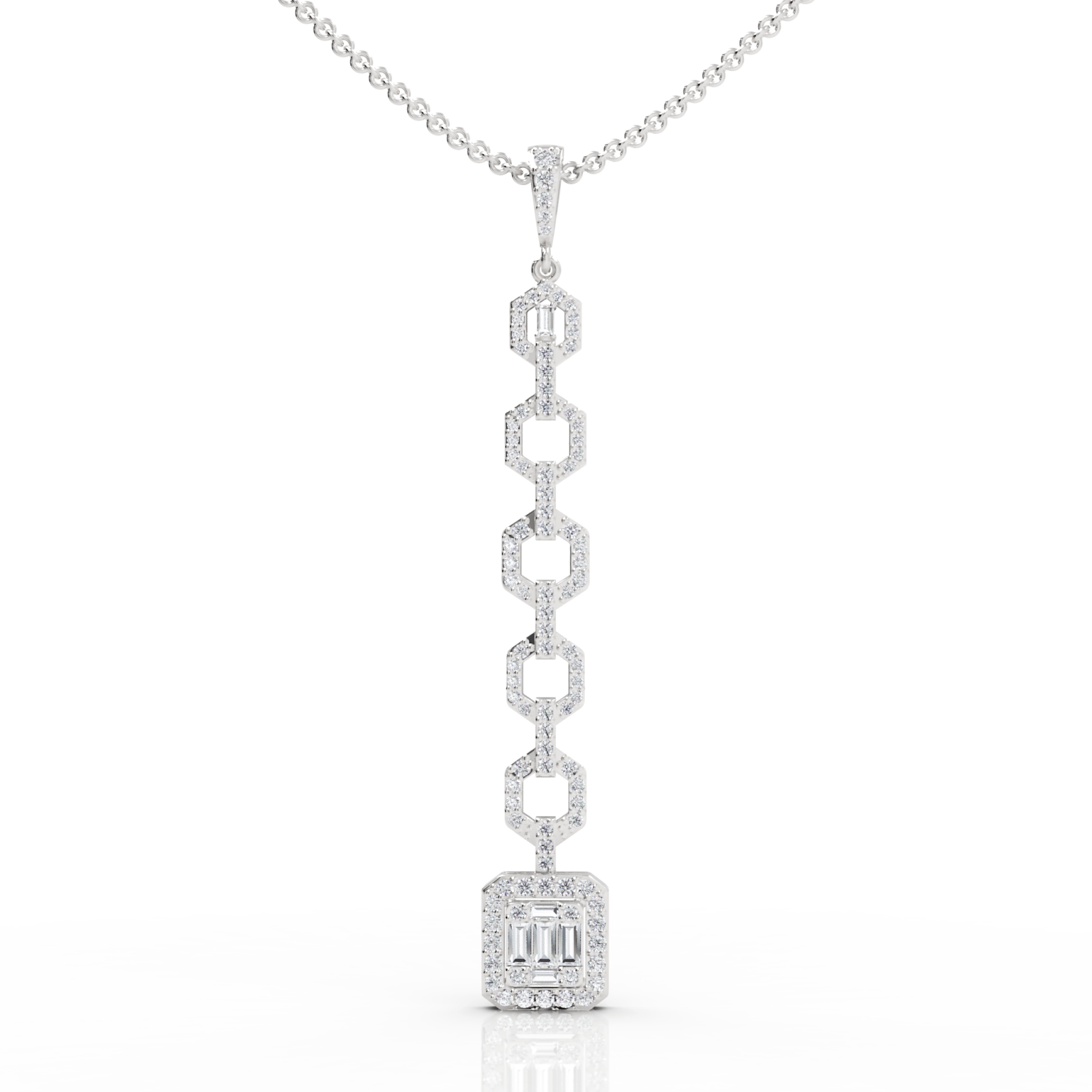 0.73CT Baguette Lab Diamond Modern Link Chain Pendant - Buvea Jewels