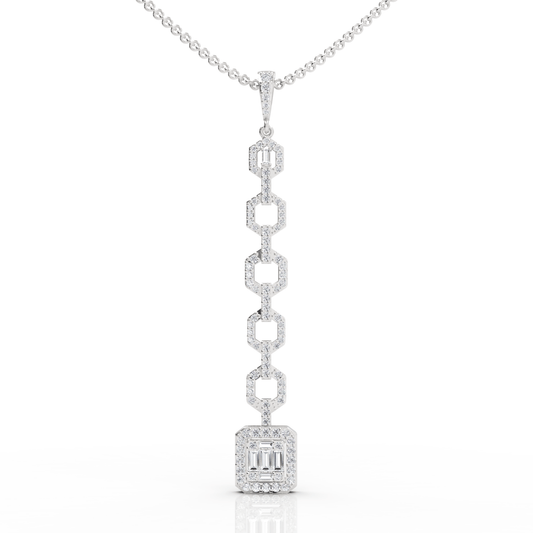 0.73CT Baguette Lab Diamond Modern Link Chain Pendant - Buvea Jewels