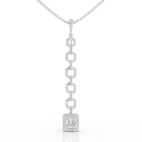 0.73CT Baguette Lab Diamond Modern Link Chain Pendant - Buvea Jewels