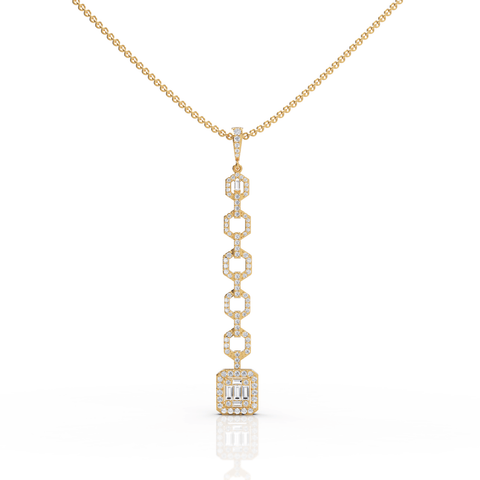 0.73CT Baguette Lab Diamond Modern Link Chain Pendant - Buvea Jewels